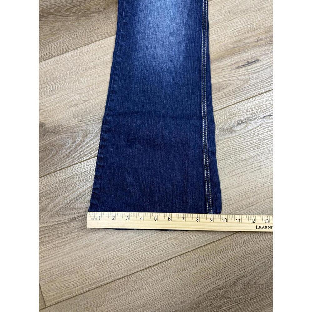 Rue21 Jeans Juniors 7/8 Blue Medium Wash Bootcut Stretch Embroidered Pockets - Picture 10 of 11